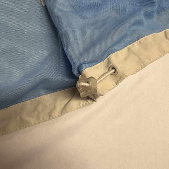 Men's Lands End Hooded Cream Colored Full Zip Windbreaker Size Large Zip Pockets - Picture 9 of 15